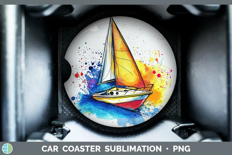 Watercolor Splash Toy Boat Car Coaster Sublimation Designs