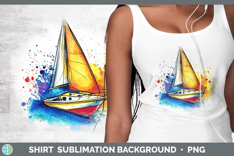 Watercolor Splash Toy Boat Shirt Sublimation Sublimation Bac
