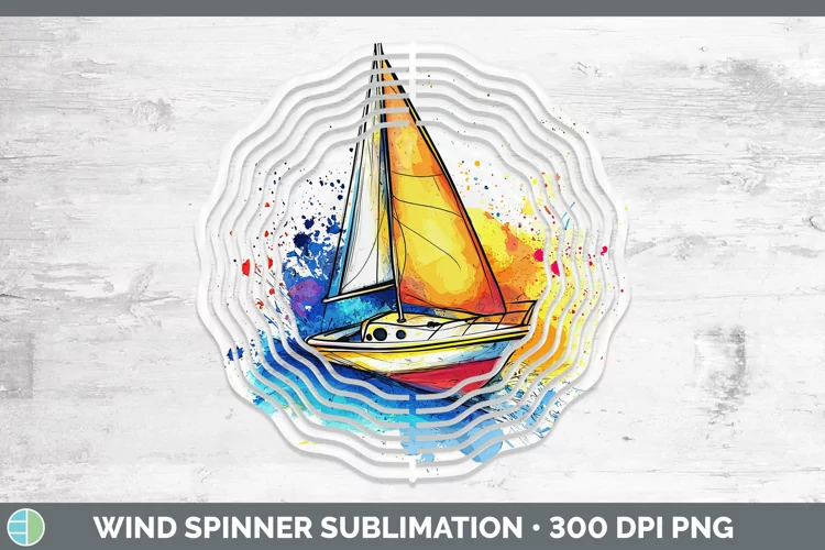 Watercolor Splash Toy Boat Wind Spinner Sublimation Spinner