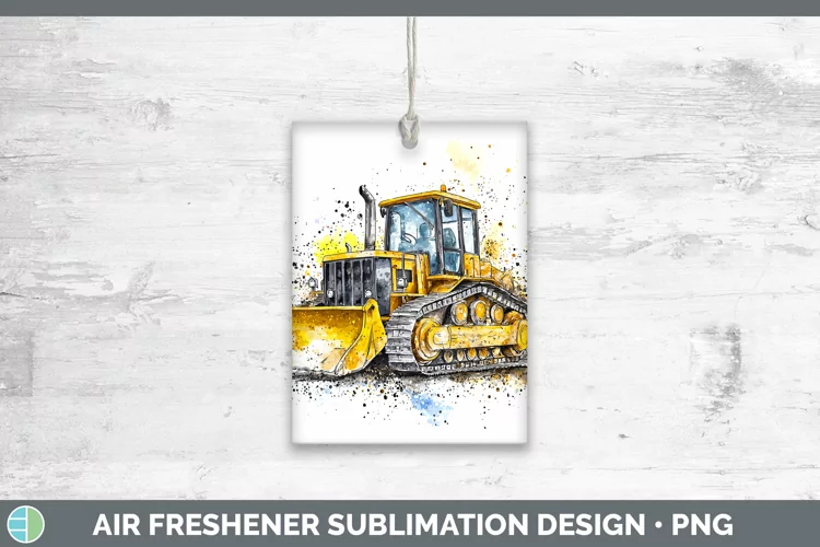 Watercolor Splash Toy Bulldozer Air Freshener Sublimation Ca