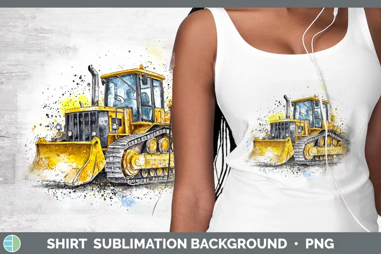 Watercolor Splash Toy Bulldozer Shirt Sublimation Sublimatio