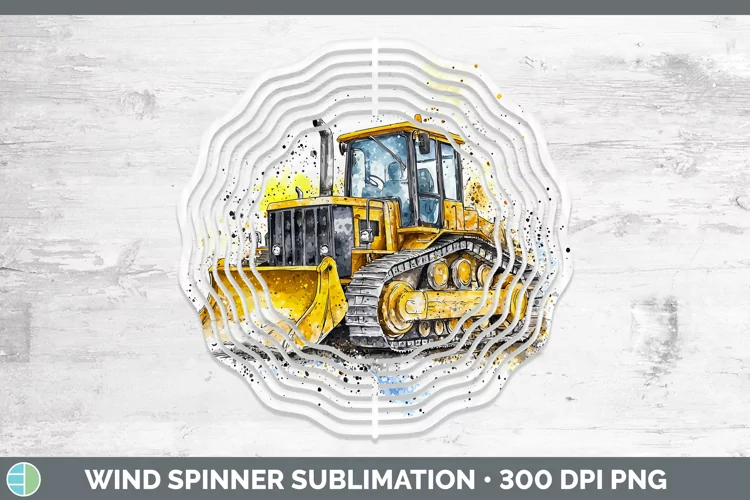 Watercolor Splash Toy Bulldozer Wind Spinner Sublimation Spi