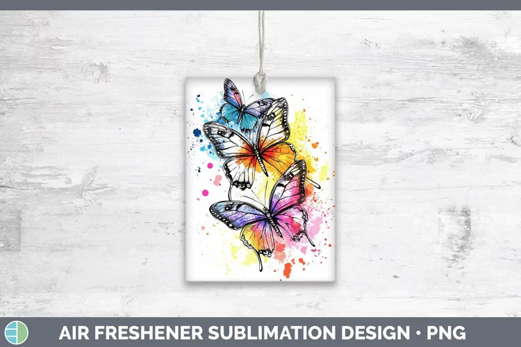 Watercolor Splash Toy Butterflies Air Freshener Sublimation