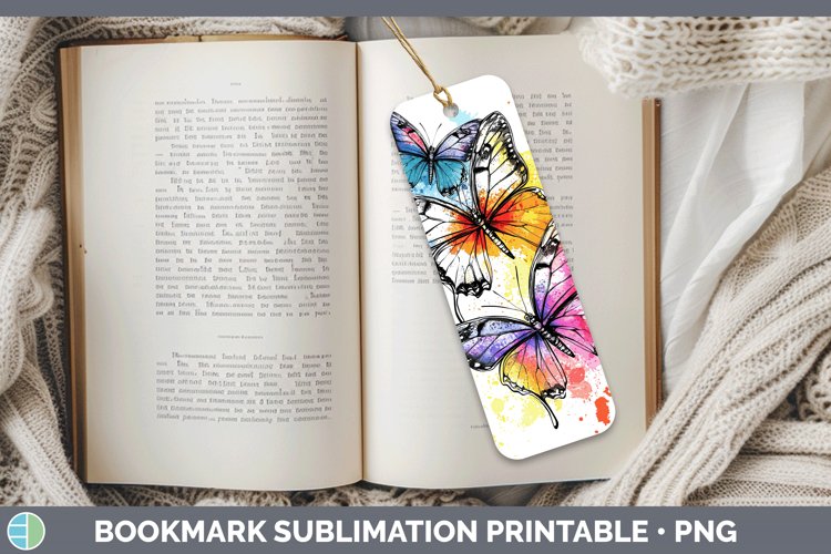 Watercolor Splash Toy Butterflies Bookmark Sublimation Print