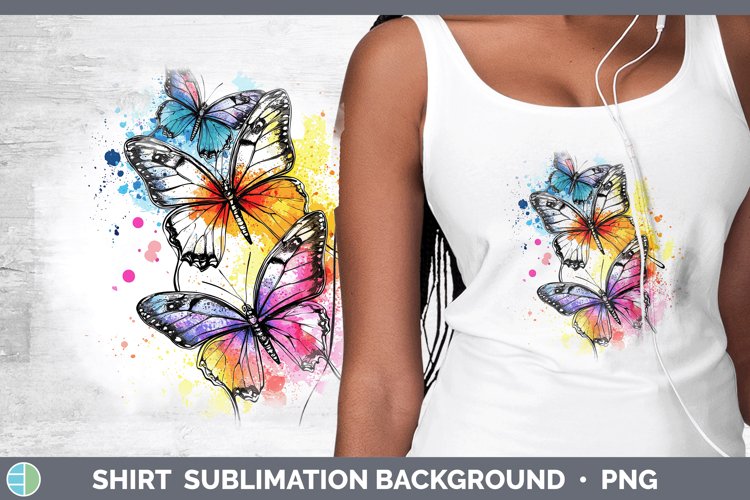 Watercolor Splash Toy Butterflies Shirt Sublimation Sublimat