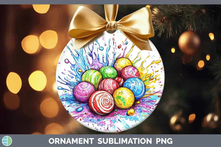 Watercolor Splash Toy Candy Ornament Sublimation Bauble Desi