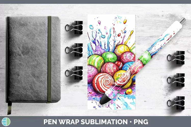 Watercolor Splash Toy Candy Pen Wrap Sublimation Pen Designs