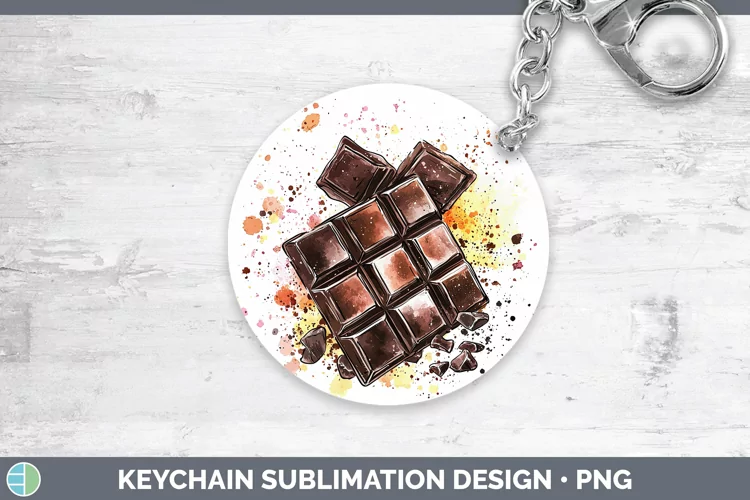 Watercolor Splash Toy Chocolate Keychain Sublimation Keyring