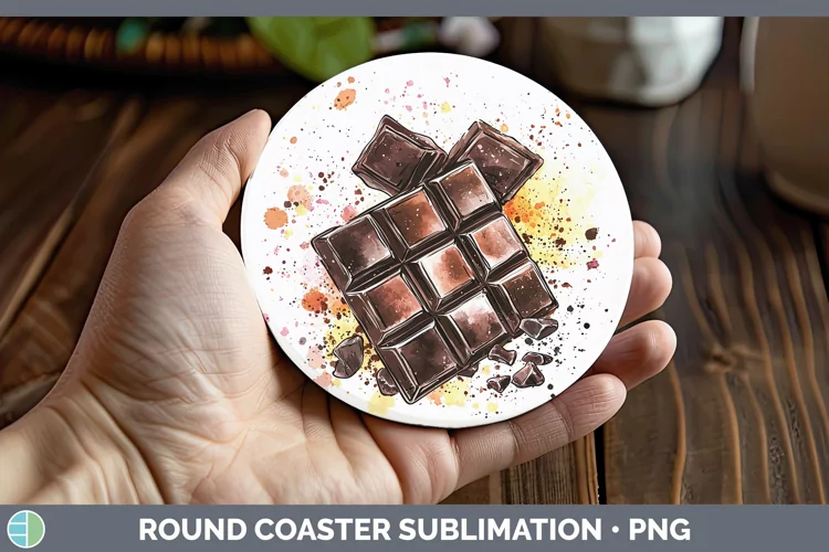 Watercolor Splash Toy Chocolate Round Coaster Sublimation Co