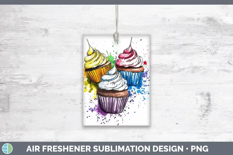 Watercolor Splash Toy Cup Cake Air Freshener Sublimation Car