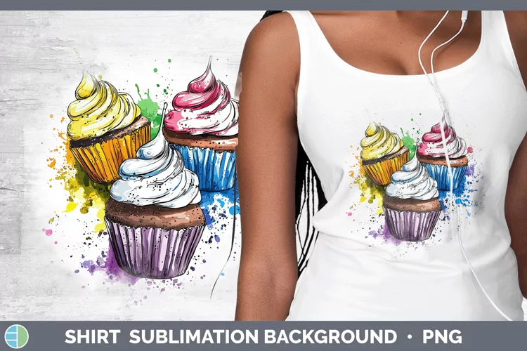 Watercolor Splash Toy Cup Cake Shirt Sublimation Sublimation