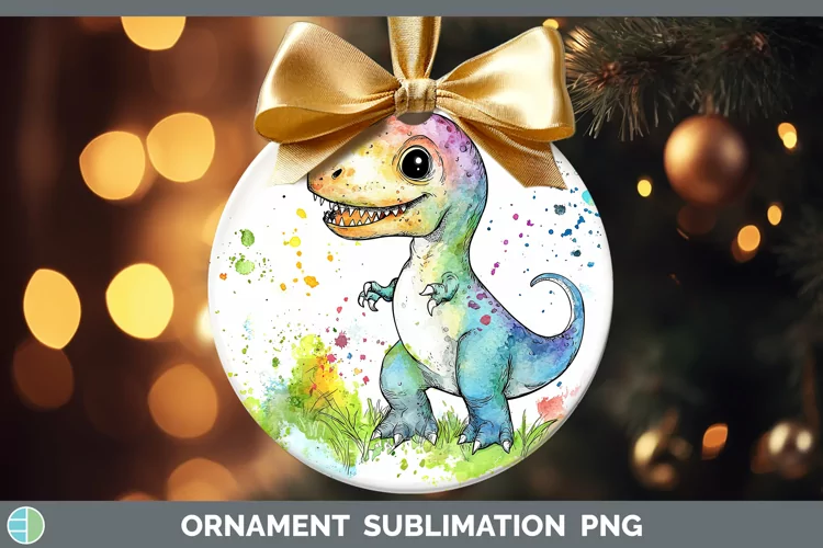 Watercolor Splash Toy Dinos Ornament Sublimation Bauble Desi