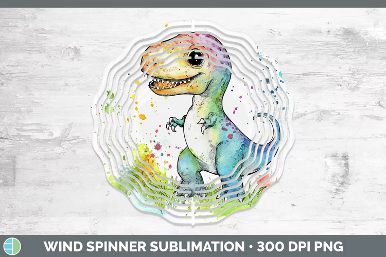 Watercolor Splash Toy Dinos Wind Spinner Sublimation Spinner