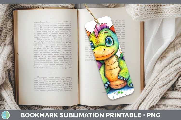 Watercolor Splash Toy Dragon Bookmark Sublimation Printable