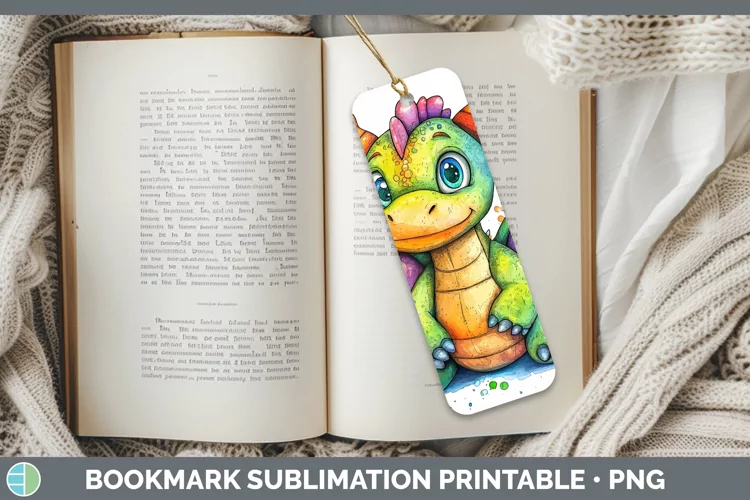 Watercolor Splash Toy Dragon Bookmark Sublimation Printable