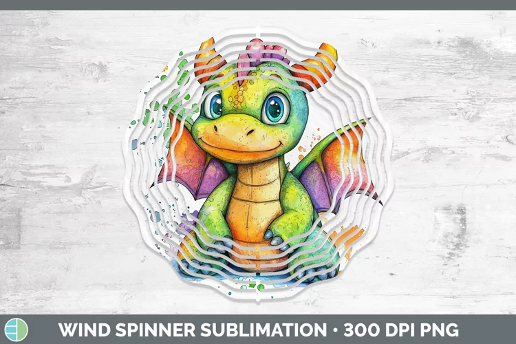 Watercolor Splash Toy Dragon Wind Spinner Sublimation Spinne