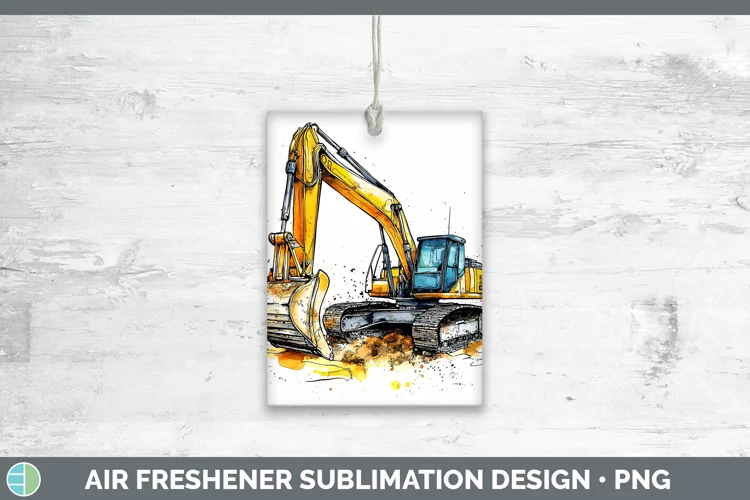Watercolor Splash Toy Excavator Air Freshener Sublimation Ca