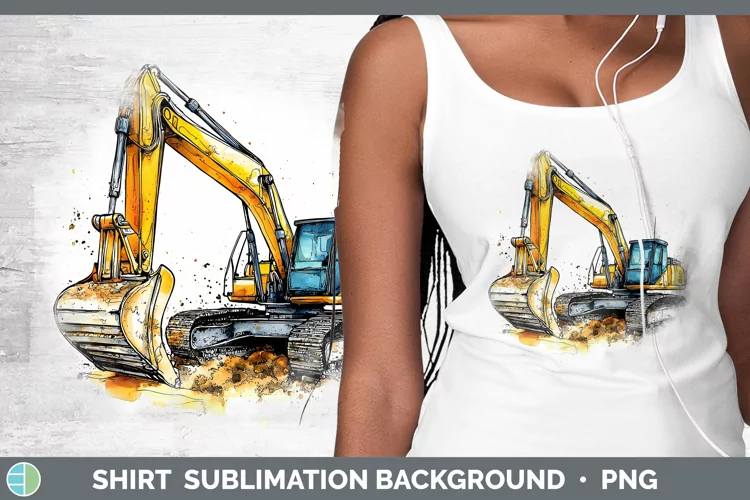 Watercolor Splash Toy Excavator Shirt Sublimation Sublimatio