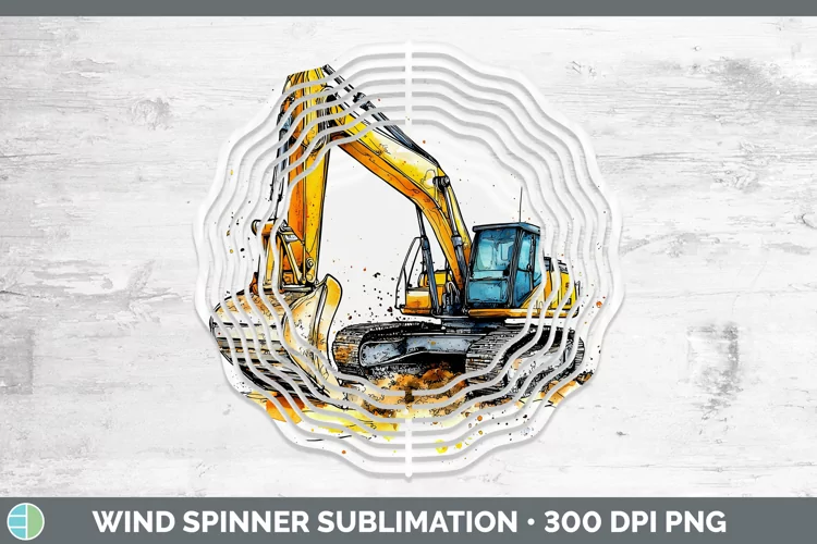 Watercolor Splash Toy Excavator Wind Spinner Sublimation Spi