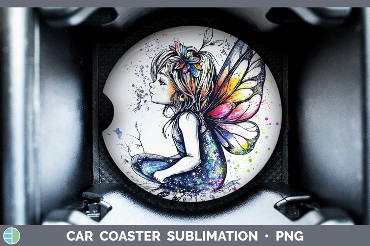 Watercolor Splash Toy Fairy Car Coaster Sublimation Designs