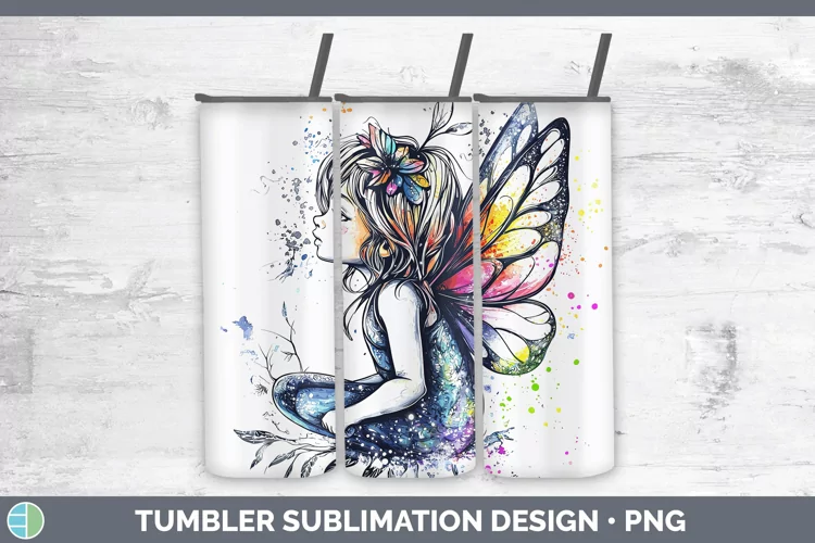 Watercolor Splash Toy Fairy Tumbler Sublimation 20 oz Skinny