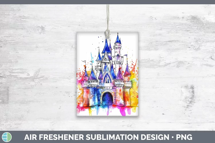 Watercolor Splash Toy Fairytale Castle Air Freshener Sublima