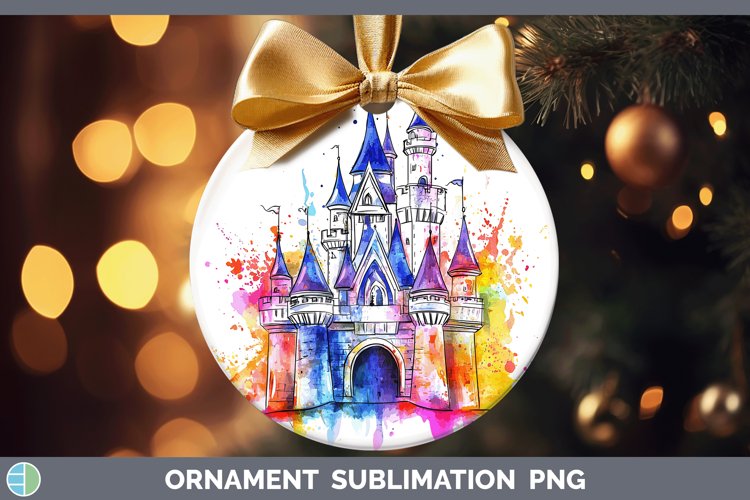 Watercolor Splash Toy Fairytale Castle Ornament Sublimation