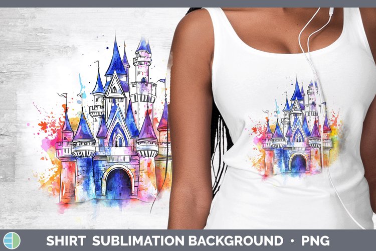 Watercolor Splash Toy Fairytale Castle Shirt Sublimation Sub