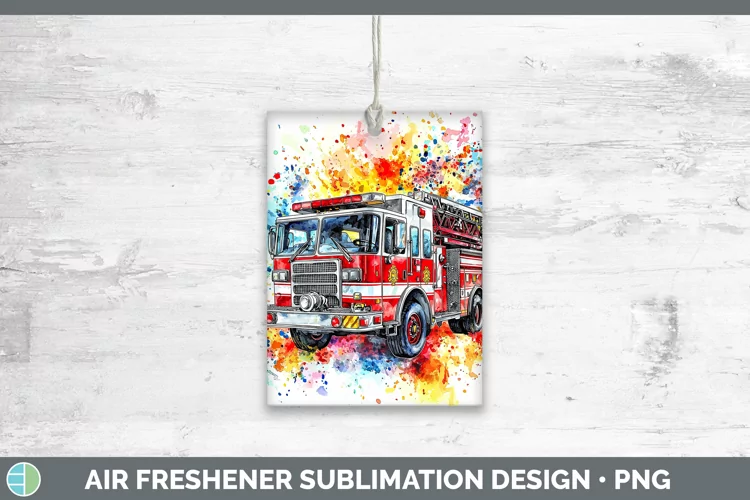 Watercolor Splash Toy Firetruck Air Freshener Sublimation Ca