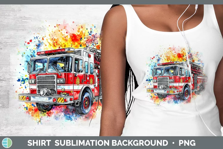 Watercolor Splash Toy Firetruck Shirt Sublimation Sublimatio
