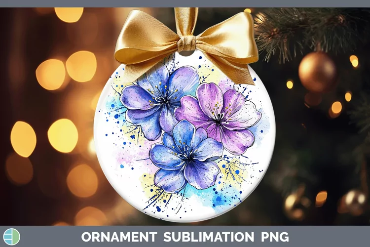 Watercolor Splash Toy Flowers Ornament Sublimation Bauble De