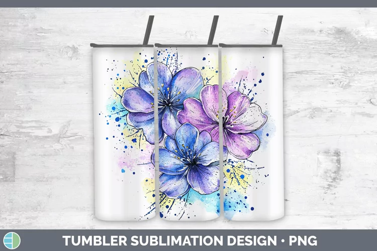 Watercolor Splash Toy Flowers Tumbler Sublimation 20 oz Skin