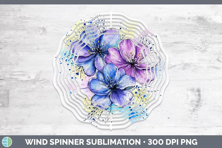 Watercolor Splash Toy Flowers Wind Spinner Sublimation Spinn