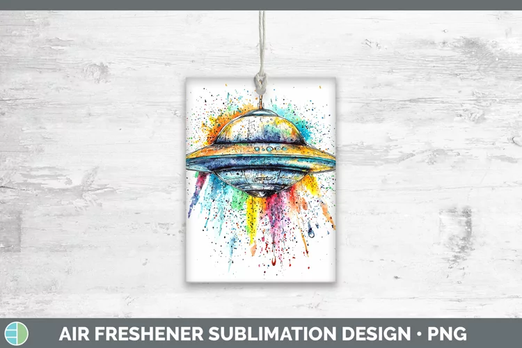Watercolor Splash Toy Flying Saucer Air Freshener Sublimatio