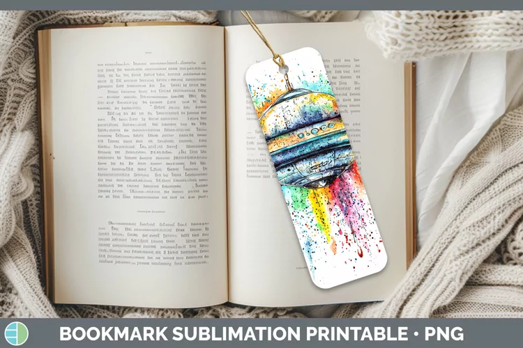 Watercolor Splash Toy Flying Saucer Bookmark Sublimation Pri