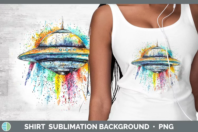 Watercolor Splash Toy Flying Saucer Shirt Sublimation Sublim
