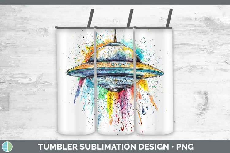 Watercolor Splash Toy Flying Saucer Tumbler Sublimation 20 o