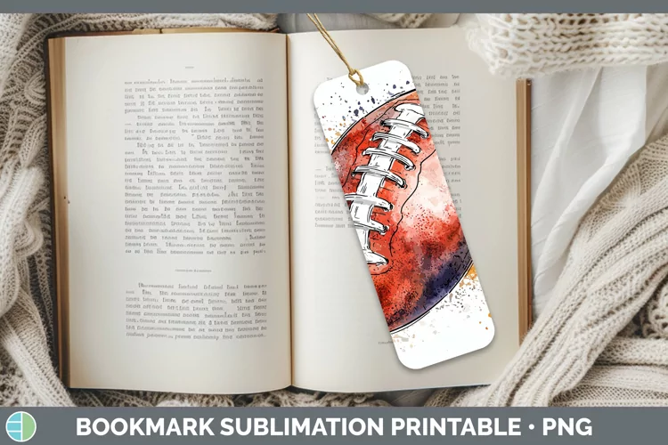 Watercolor Splash Toy Football Bookmark Sublimation Printabl