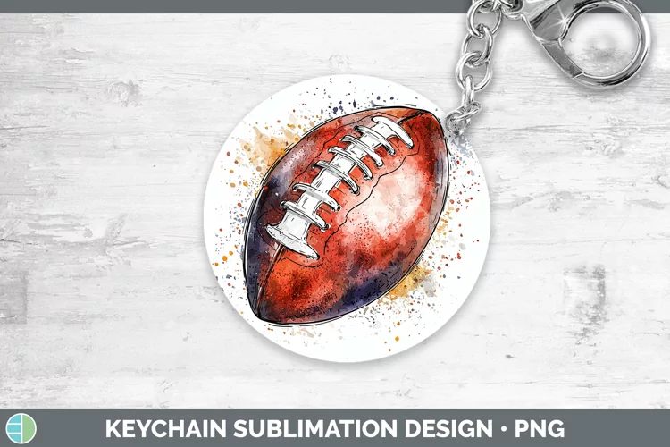 Watercolor Splash Toy Football Keychain Sublimation Keyring