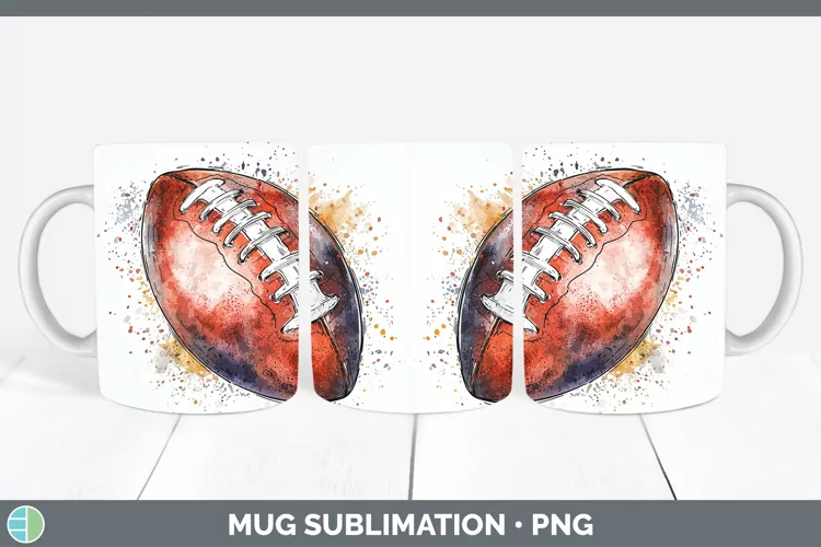 Watercolor Splash Toy Football Mug Wrap Sublimation Coffee C