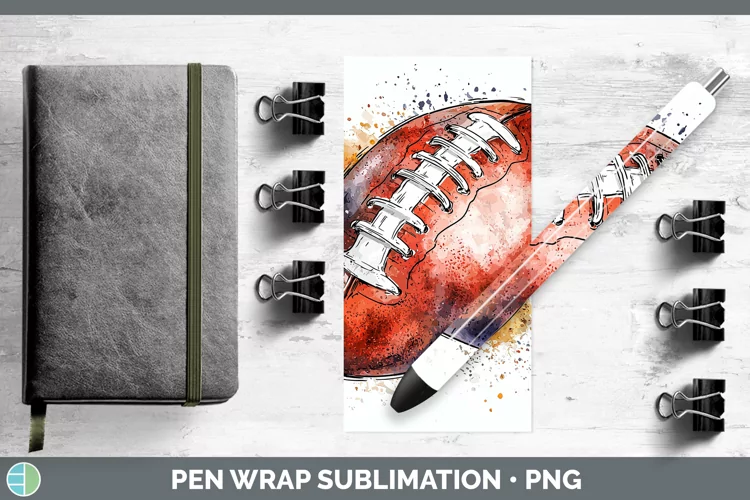 Watercolor Splash Toy Football Pen Wrap Sublimation Pen Desi
