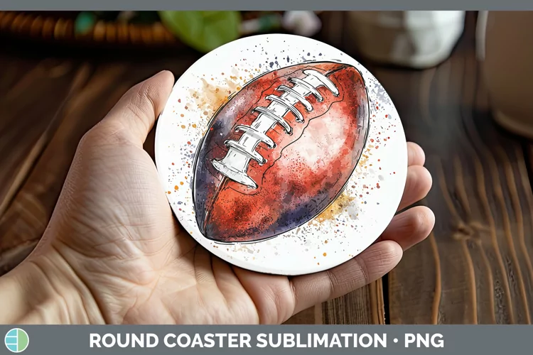 Watercolor Splash Toy Football Round Coaster Sublimation Coa