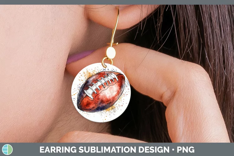 Watercolor Splash Toy Football Round Earrings Sublimation Ea