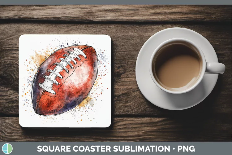 Watercolor Splash Toy Football Square Coaster Sublimation Co