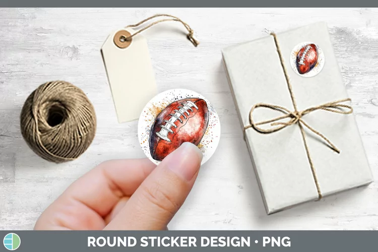 Watercolor Splash Toy Football Stickers | Round Labels Desig