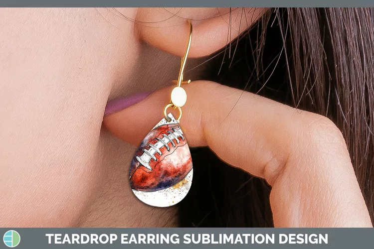 Watercolor Splash Toy Football Teardrop Earrings Sublimation
