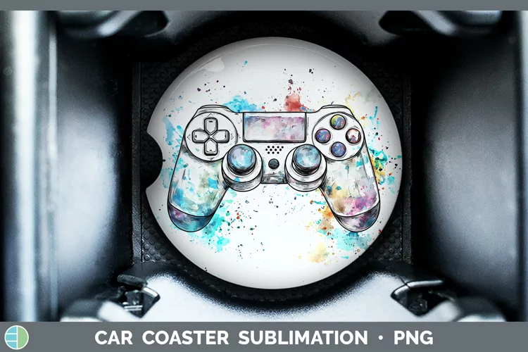 Watercolor Splash Toy Game Controller Car Coaster Sublimatio