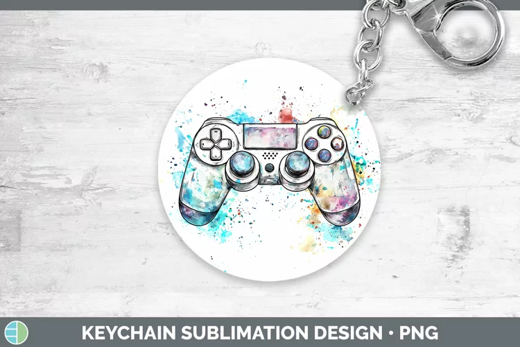 Watercolor Splash Toy Game Controller Keychain Sublimation K