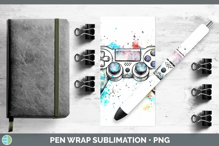 Watercolor Splash Toy Game Controller Pen Wrap Sublimation P