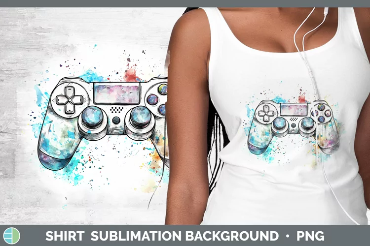 Watercolor Splash Toy Game Controller Shirt Sublimation Subl